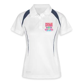Malle Diven On Tour Damen Flamingo Mallorca Party - Frauen Polo atmungsaktiv - Weiß/Navy - Vorne