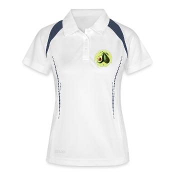 Avocado Abbildung in einem Kreis - Frauen Polo atmungsaktiv - Weiß/Navy - Vorne