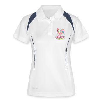 Hühner Flüsterin Florales Muster - Frauen Polo atmungsaktiv - Weiß/Navy - Vorne