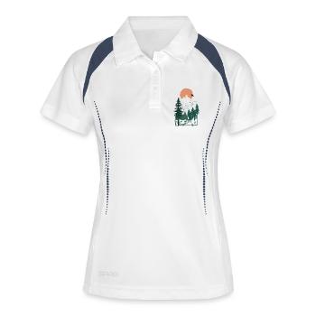 Idée cadeau d’arbre de montagne Forêt Nature - Polo respirant Femme - blanc/marine - Devant