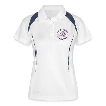 Ein Pack führt zu einem anderen Sammelkarten-Packlife - Frauen Polo atmungsaktiv - Weiß/Navy - Vorne
