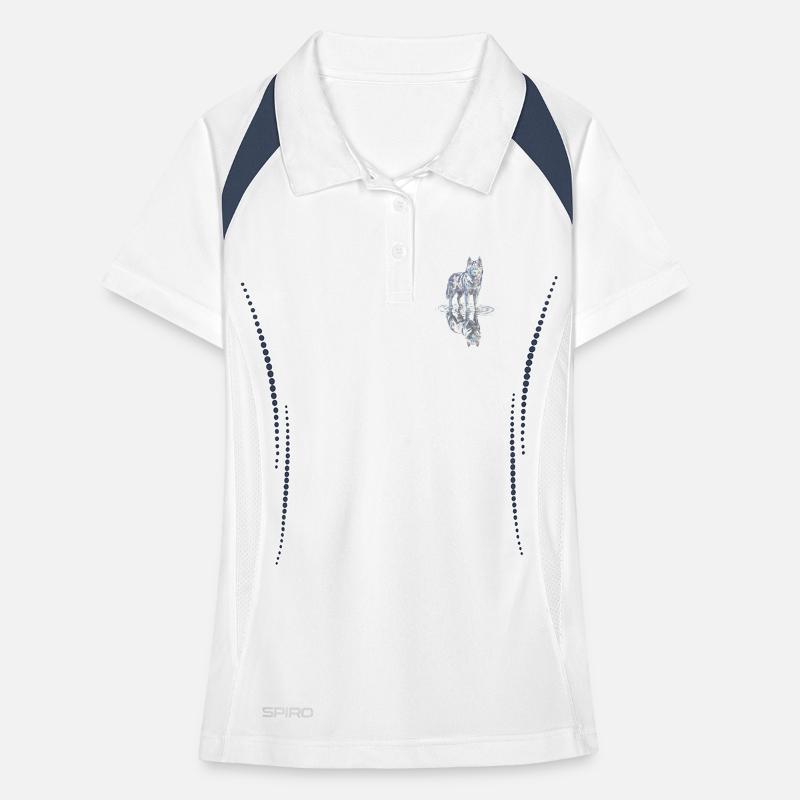 Siberian husky with water reflection Women's Polo breathable
