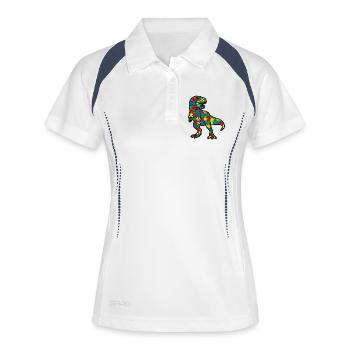 Autismus-Dinosaurier-T-Rex-Kind - Frauen Polo atmungsaktiv - Weiß/Navy - Vorne