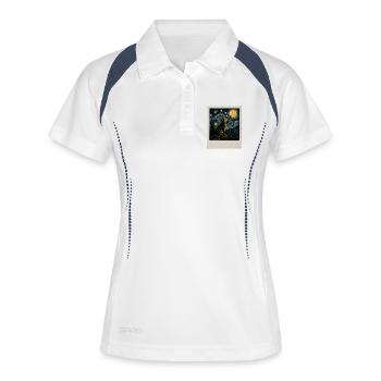Sternenkatze im Nachtstil - Frauen Polo atmungsaktiv - Weiß/Navy - Vorne