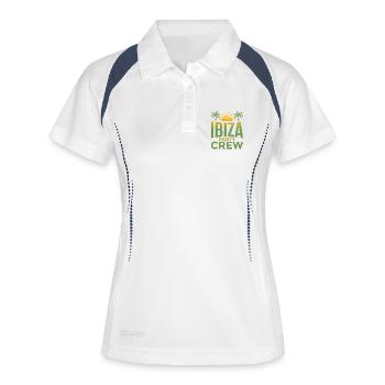 Ibiza Party Crew - Frauen Polo atmungsaktiv - Weiß/Navy - Vorne
