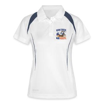Möwe Kein Stress Nur Küste Shirt - Frauen Polo atmungsaktiv - Weiß/Navy - Vorne