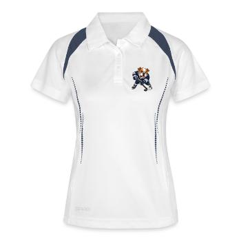Lustiger Hund Bulldogge Eishockey Shooter Comic - Polo respirant Femme - blanc/marine - Devant