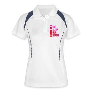 Idée cadeau pour la course de marathon pour les marathoniens - Polo respirant Femme - blanc/marine - Devant