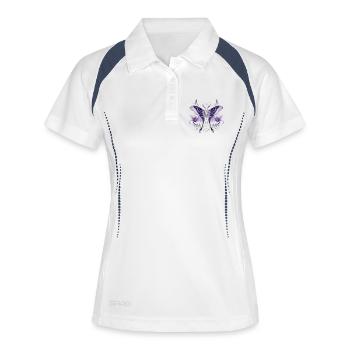 Papillon de nuit de lune pourpre - Polo respirant Femme - blanc/marine - Devant