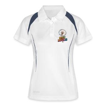 Pusteblume Shirt Keep Moving - Frauen Polo atmungsaktiv - Weiß/Navy - Vorne