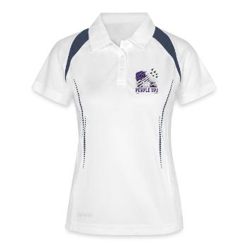 Lila für Militärkinder - Frauen Polo atmungsaktiv - Weiß/Navy - Vorne