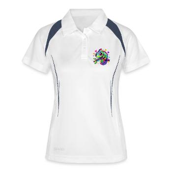 Caméléon coloré sur une branche - Polo respirant Femme - blanc/marine - Devant