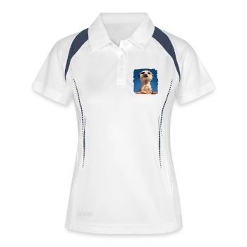 Meerkat Erdmännchen - Frauen Polo atmungsaktiv - Weiß/Navy - Vorne