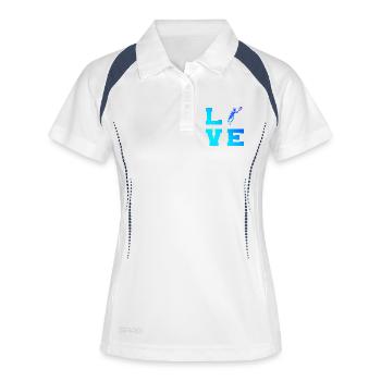 Geschenkidee für einen Tennis mit Tennis - Frauen Polo atmungsaktiv - Weiß/Navy - Vorne