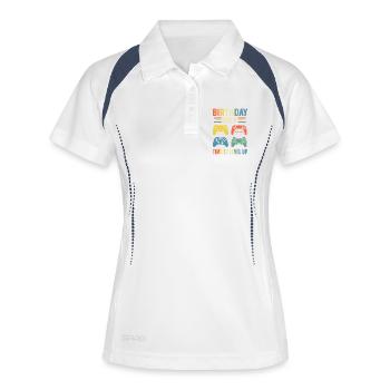 Geburtstags-Level-Up-Junge - Frauen Polo atmungsaktiv - Weiß/Navy - Vorne