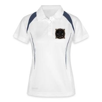 Schwarze Katze Pentagramm Zauber - Frauen Polo atmungsaktiv - Weiß/Navy - Vorne