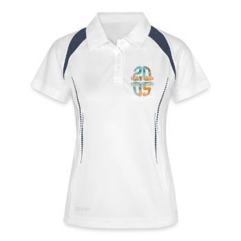 LIMITED EDITION 2005 21 JAHRE 21. GEBURTSTAG - Frauen Polo atmungsaktiv - Weiß/Navy - Vorne