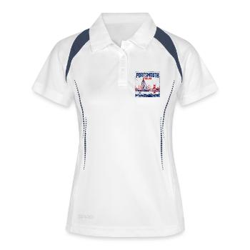 Portsmouth England Skyline With Sailing Ship - Women's Polo breathable - white/navy - Front