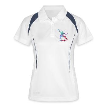 Skater Skaten Skateboarder Weltraum Skateboard - Frauen Polo atmungsaktiv - Weiß/Navy - Vorne