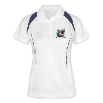 Megalodons Megalodon - Frauen Polo atmungsaktiv - Weiß/Navy - Vorne