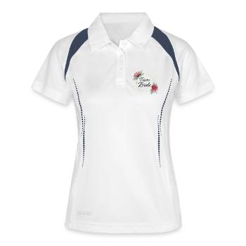 Team-Braut-Matching - Frauen Polo atmungsaktiv - Weiß/Navy - Vorne