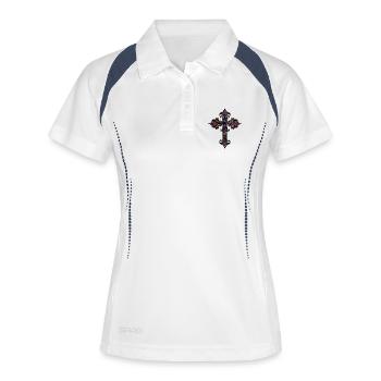 Symbole de la croix - Polo respirant Femme - blanc/marine - Devant