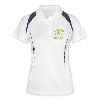 La vie est Meilleure Pistache - Polo respirant Femme - blanc/marine - Devant
