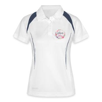 Lehrerin mit Herz!  - Frauen Polo atmungsaktiv - Weiß/Navy - Vorne