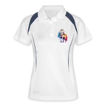 Don du Loup Gris - Polo respirant Femme - blanc/marine - Devant