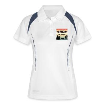 Dorfkind im Herzen – Heimatliebe Retro - Frauen Polo atmungsaktiv - Weiß/Navy - Vorne