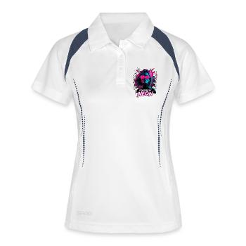 Propulsé par Neon Cyberpunk Girl - Polo respirant Femme - blanc/marine - Devant