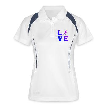 Die Floorballspieler und Floorball passen zusammen - Frauen Polo atmungsaktiv - Weiß/Navy - Vorne