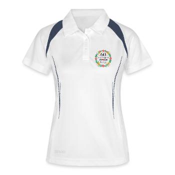60 Ans J'évolue Avec Style Floral - Polo respirant Femme - blanc/marine - Devant