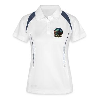 Lofoten Norwegen Küste Fjord Nordlichter - Frauen Polo atmungsaktiv - Weiß/Navy - Vorne
