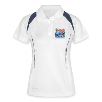Hallo Sommer Neon Palmen Wellen - Frauen Polo atmungsaktiv - Weiß/Navy - Vorne