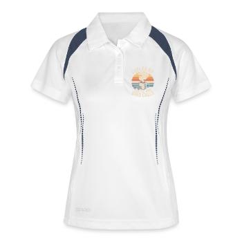 Kaffee und Vogelrufe Retro - Frauen Polo atmungsaktiv - Weiß/Navy - Vorne