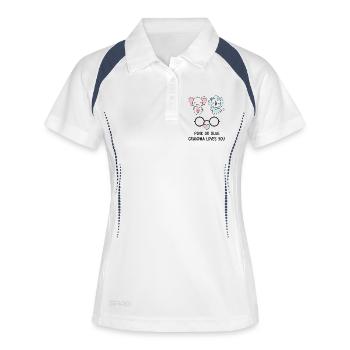 Geschlechterenthüllung Pink oder Blau Oma liebt dich - Frauen Polo atmungsaktiv - Weiß/Navy - Vorne