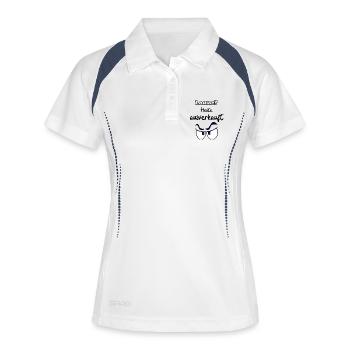 Laune heute ausverkauft - zeig es der Welt - Frauen Polo atmungsaktiv - Weiß/Navy - Vorne