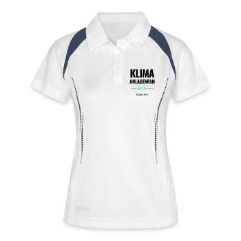 Klimaanlagenfan zu 100% 18 Grad, bitte - Frauen Polo atmungsaktiv - Weiß/Navy - Vorne