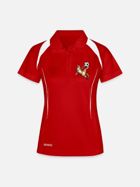 Cat Kicking Football Ball  - Women's Polo breathable - white/navy