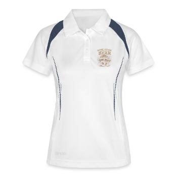 Bevor Sie fragen: Es war ein Bär. Lustige Beinampu - Frauen Polo atmungsaktiv - Weiß/Navy - Vorne