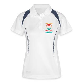 Farmer Rooster Flock Poultry Chicken - Frauen Polo atmungsaktiv - Weiß/Navy - Vorne