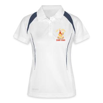 Farmer Rooster Flock Poultry Chicken - Frauen Polo atmungsaktiv - Weiß/Navy - Vorne