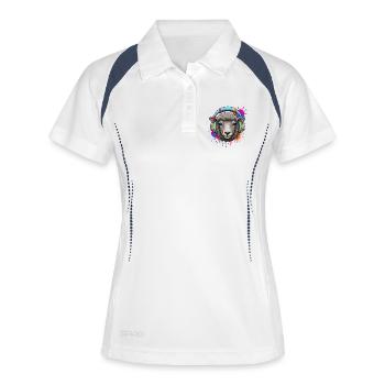 A sheep with colorful music headphones - Women's Polo breathable - white/navy - Front