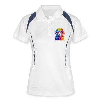 Lama arc-en-ciel avec des lunettes de soleil - Polo respirant Femme - blanc/marine - Devant