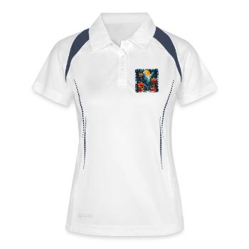 Illustration de VTT - Polo respirant Femme - blanc/marine - Devant