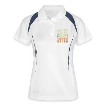 Zimmerpflanzen Sprüche Lustiges Blumen Geschenk - Frauen Polo atmungsaktiv - Weiß/Navy - Vorne