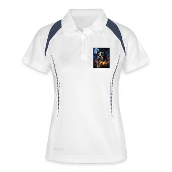 Art du Boston Terrier Hurlant de Chien de Lune - Polo respirant Femme - blanc/marine - Devant