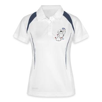 Ente mit Blumen - Frauen Polo atmungsaktiv - Weiß/Navy - Vorne