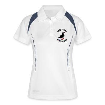 Puffin-Muster Perros-Guirec Beachvolleyballclub - Frauen Polo atmungsaktiv - Weiß/Navy - Vorne